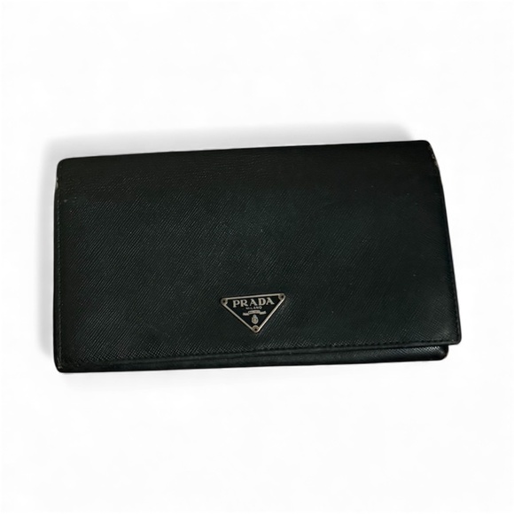 Authentic Prada Large Saffiano Leather Long Flap Large Wallet Black - Picture 9 of 15